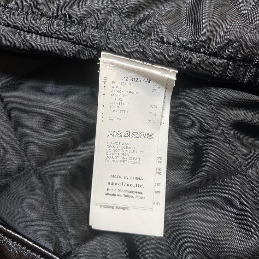 sacai Schottエディション ブラック Suiting レザージャケット