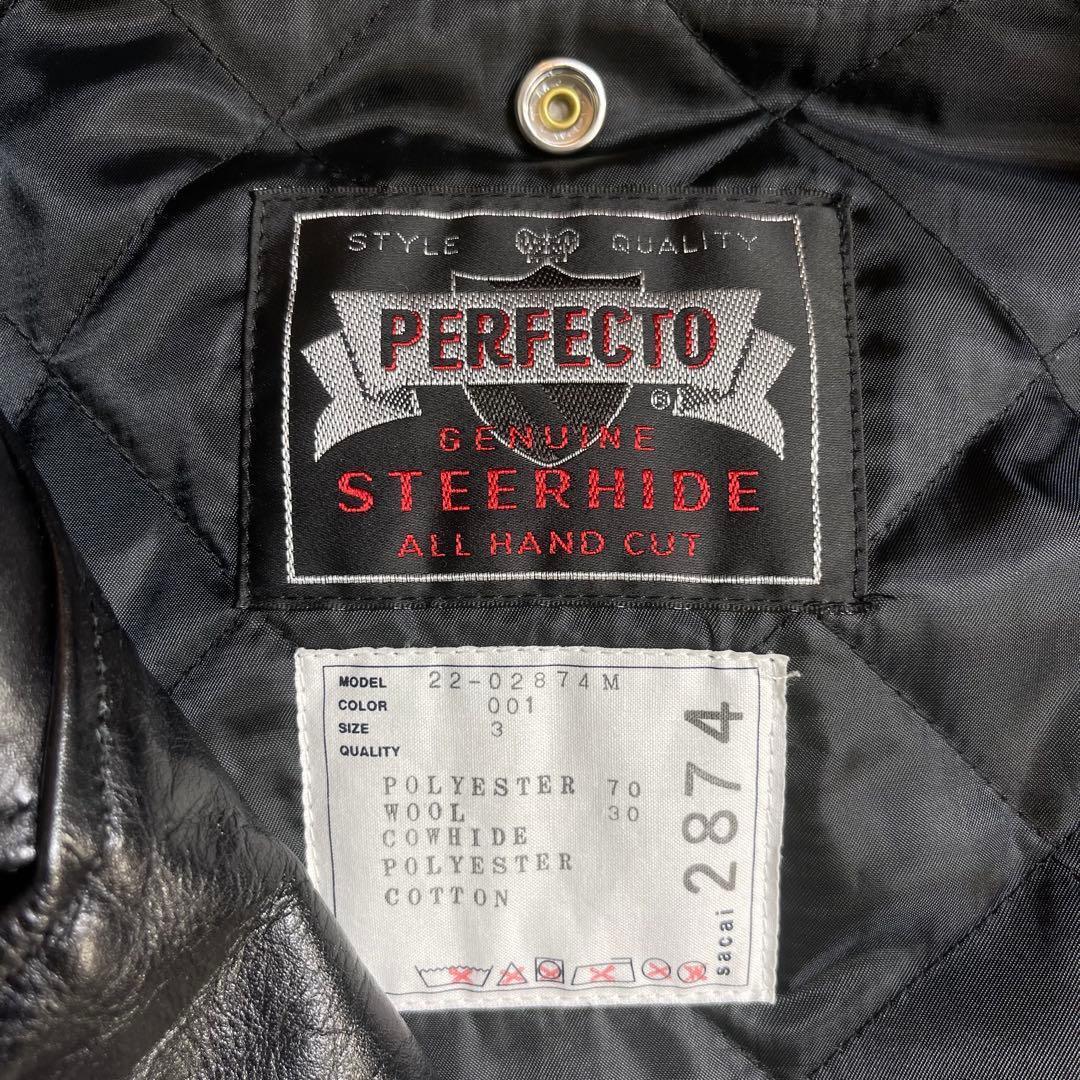 sacai Schottエディション ブラック Suiting レザージャケット