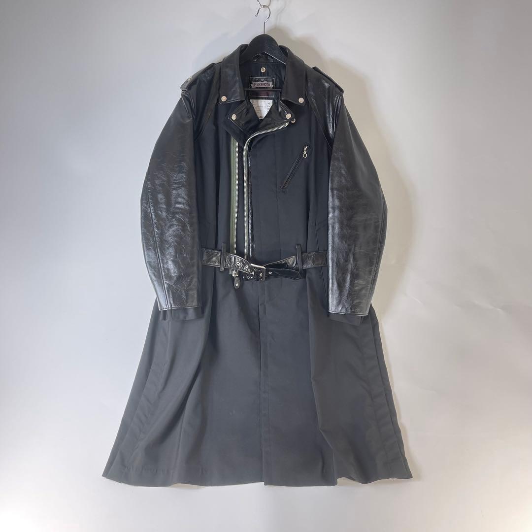 sacai Schottエディション ブラック Suiting レザージャケット