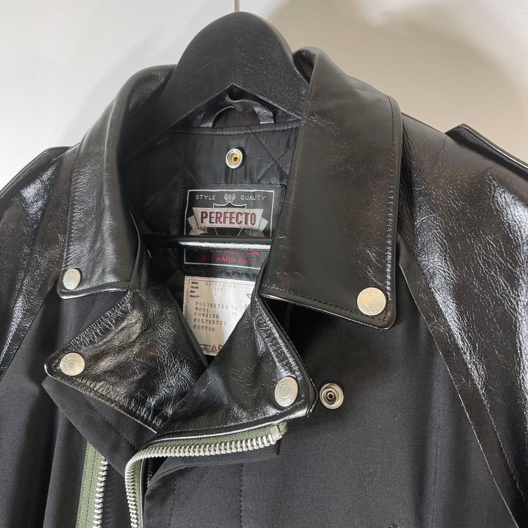 sacai Schottエディション ブラック Suiting レザージャケット