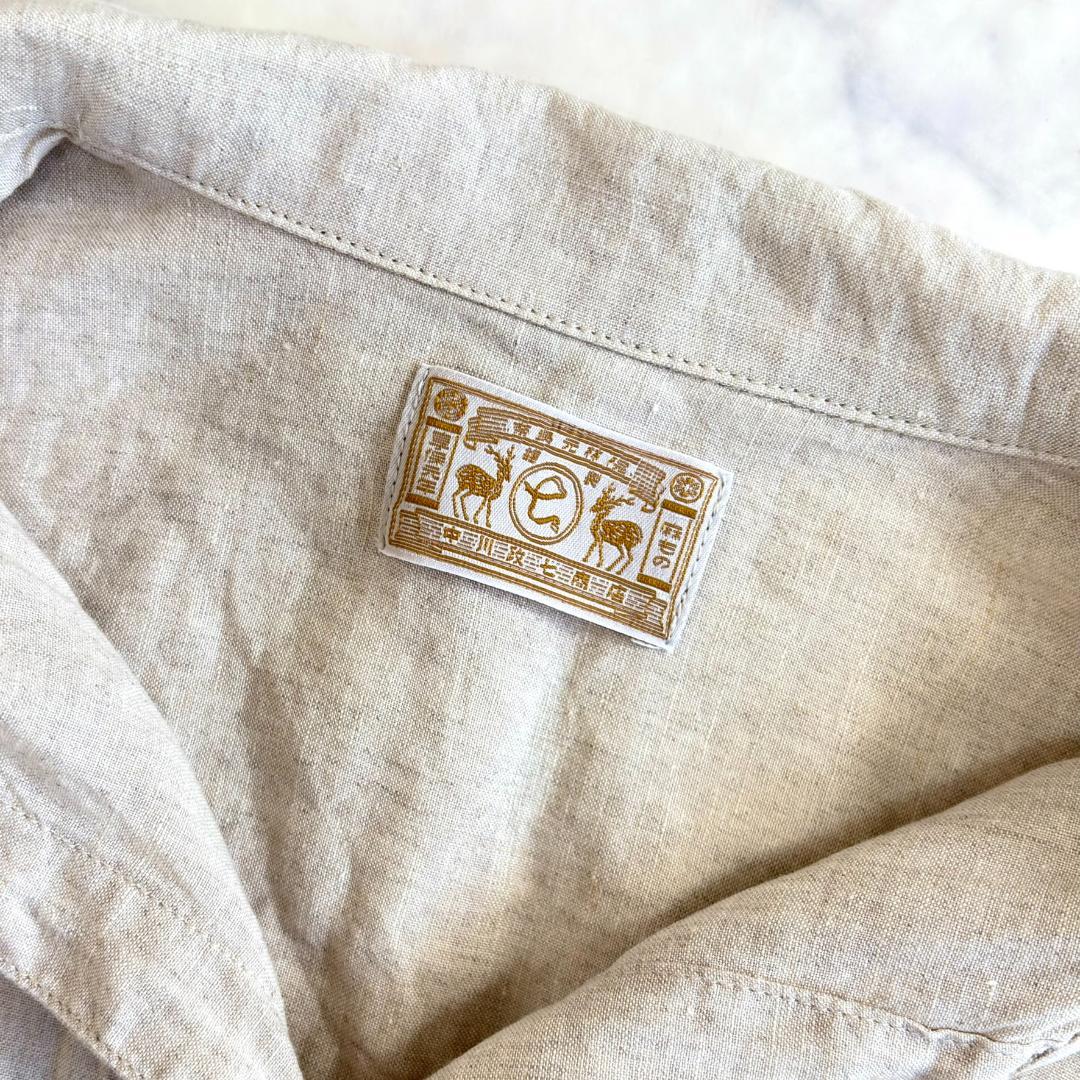 美品♪中川政七商店 リネン シルク 長袖ブラウス ベージュ ty5