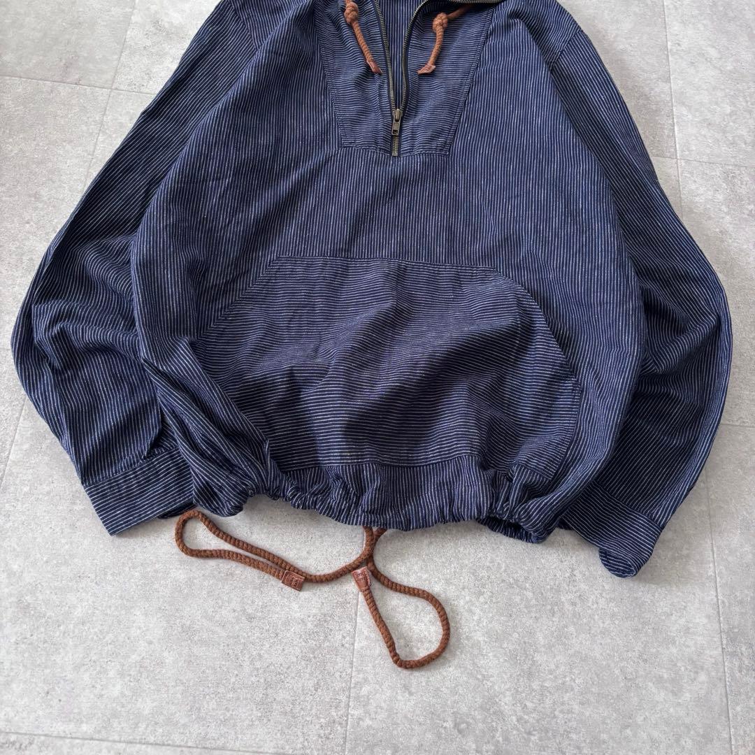 00s y2k ボーダー アノラック マウンテンパーカーネイビー シティボーイ