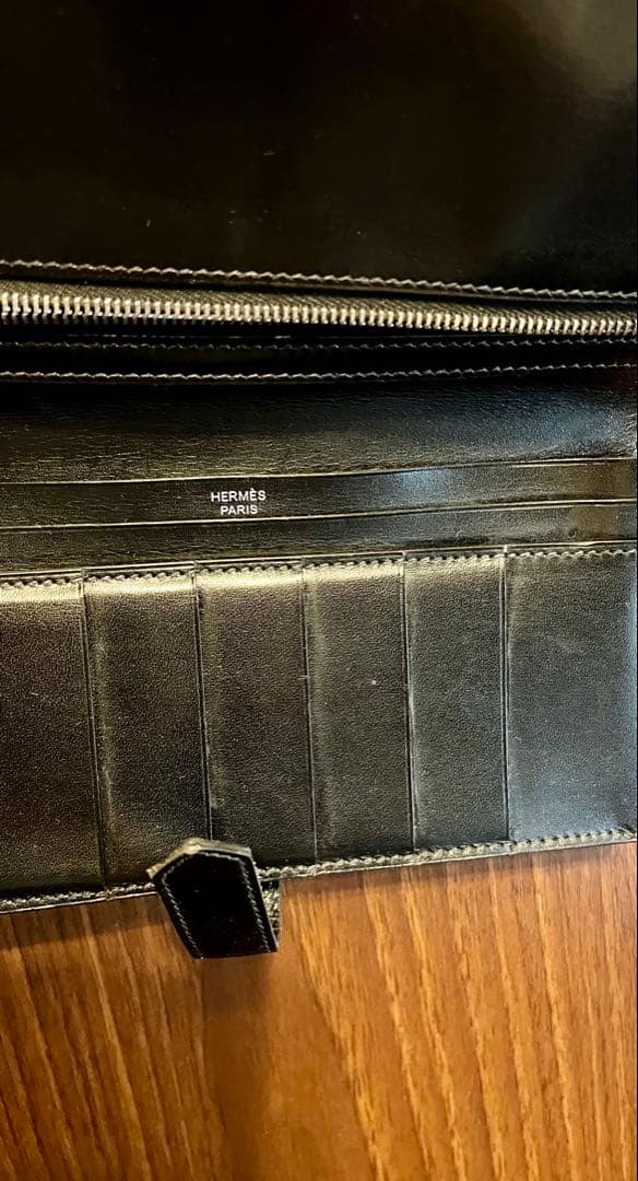3387様用 極美品　エルメス　べアンスフレ　ボックスカーフ　ブラック　長財布