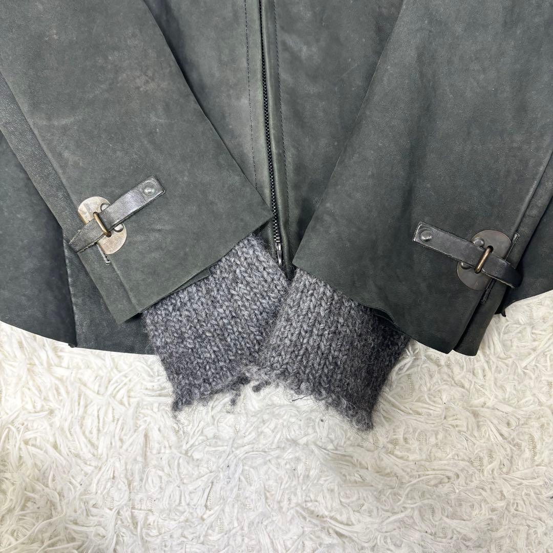 ISAAC SELLAM ラムレザー シングル ライダースジャケット S