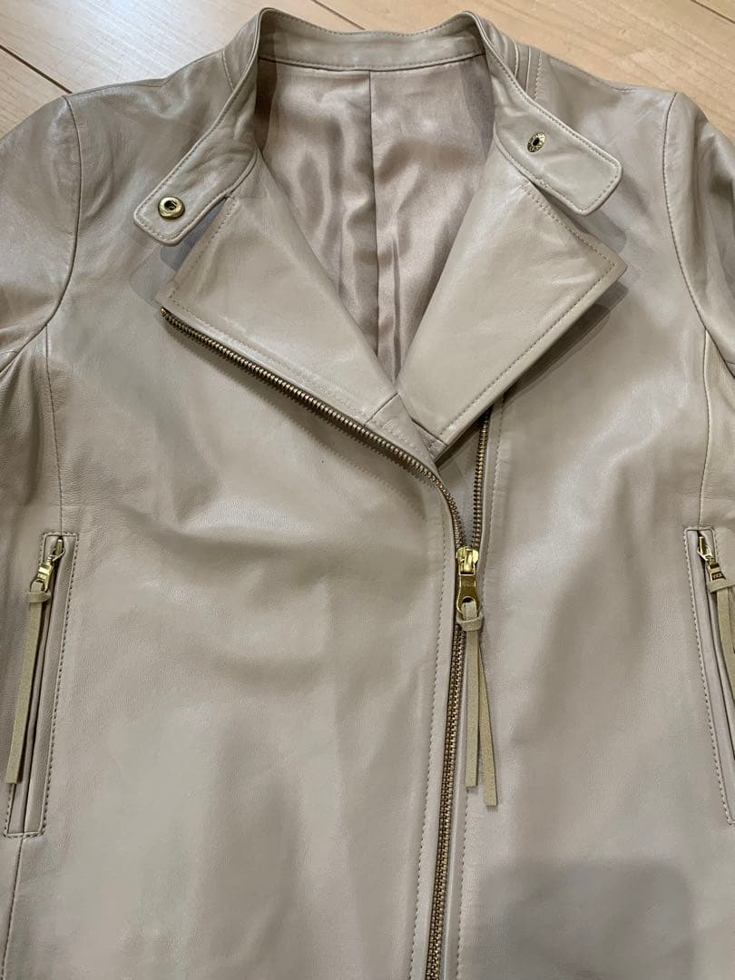 jena ライダースジャケット ベージュ 本革 羊革