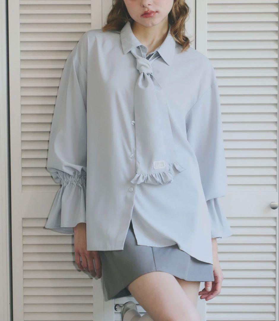 idem イデム　volume sleeve frill tie blouse