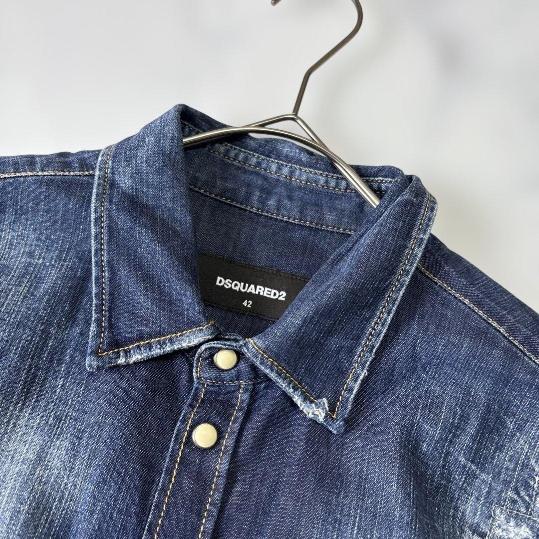 ✨美品✨現行DSQUARED2 ディースクエアード ダメージ加工 デニムシャツ