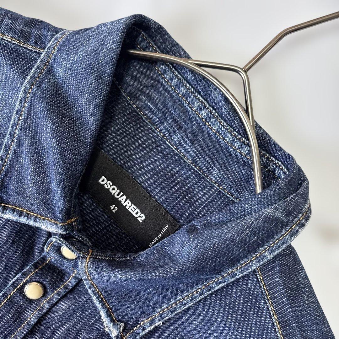 ✨美品✨現行DSQUARED2 ディースクエアード ダメージ加工 デニムシャツ