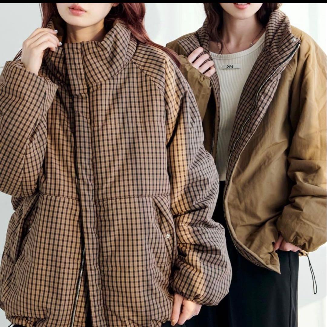 チェック中綿リバーシブルアウター
