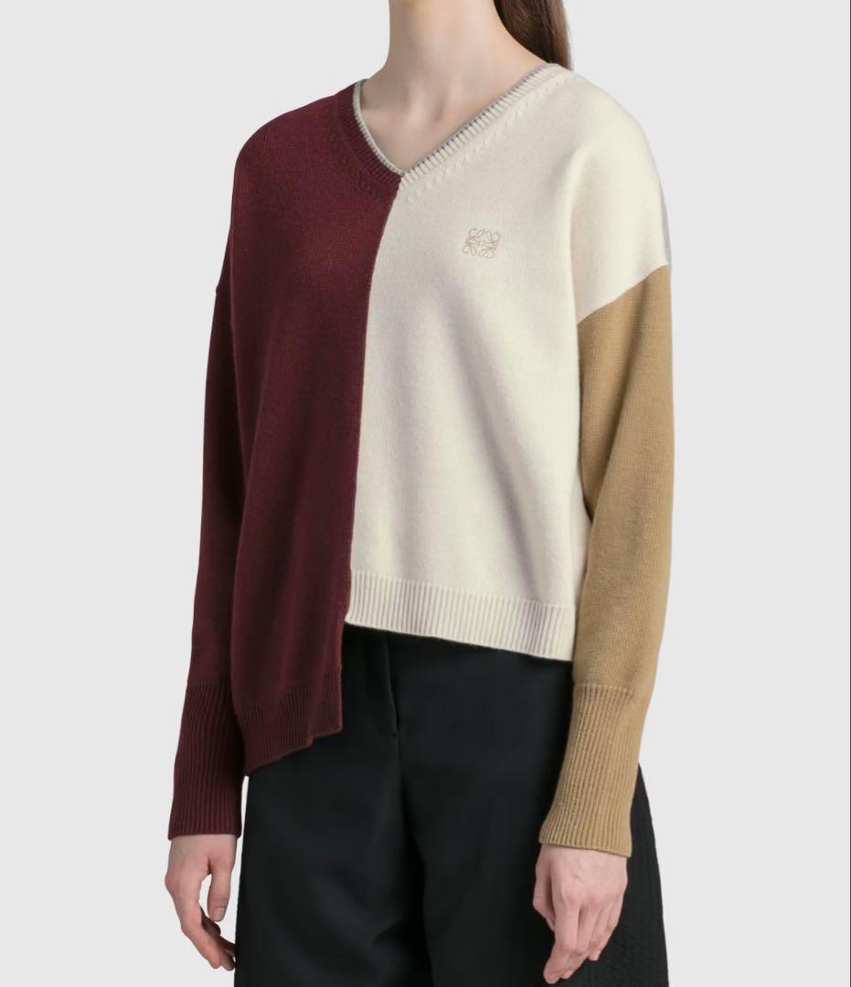 LOEWE アナグラム アシンメトリック ウール セーター Vネック