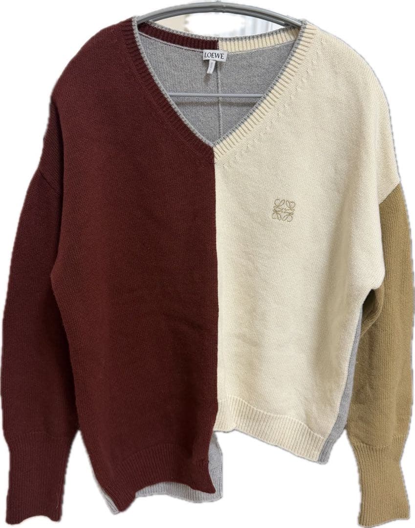 LOEWE アナグラム アシンメトリック ウール セーター Vネック