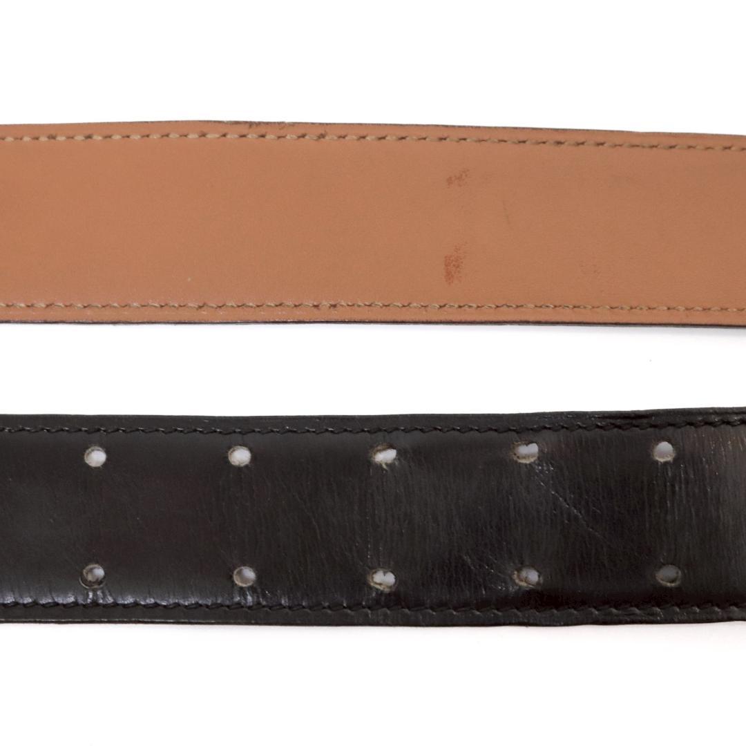 エルメス シュヴァル ベルト 75cm±4 幅3cm 茶黒 2枚革 箱付 917