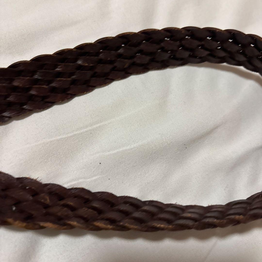 ポロラルフローレン 本革レザー 編み込み メッシュベルト ブラウン 真鍮バックル