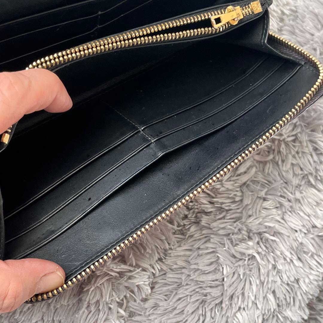 ロエベ　パズル　長財布　ラウンドファスナー　レザー　ブラック　メンズ