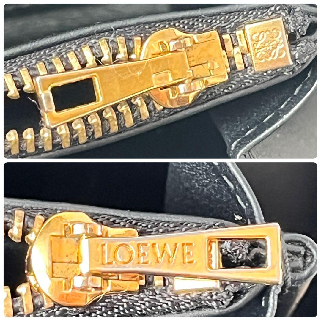 ロエベ　パズル　長財布　ラウンドファスナー　レザー　ブラック　メンズ