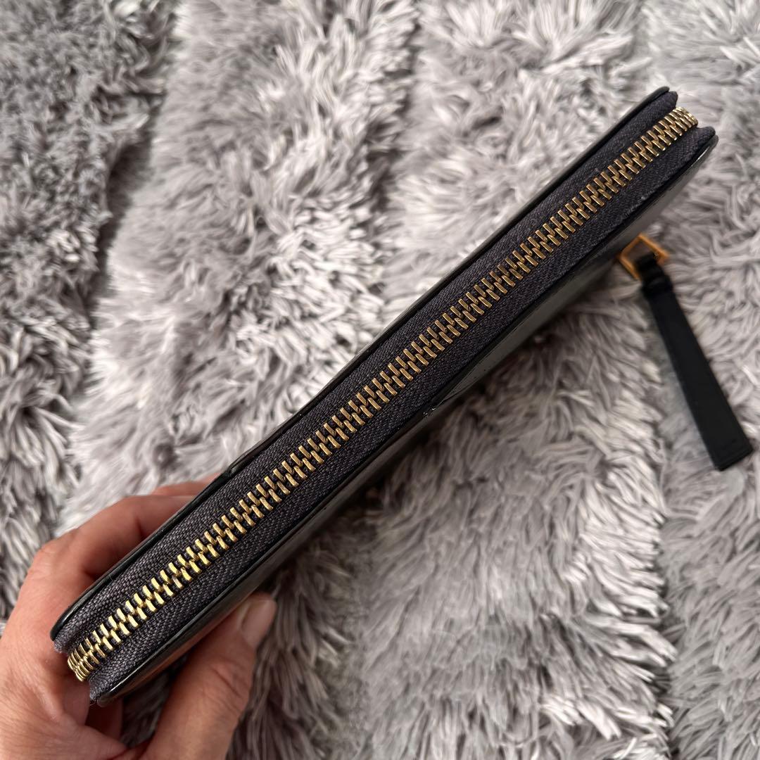 ロエベ　パズル　長財布　ラウンドファスナー　レザー　ブラック　メンズ