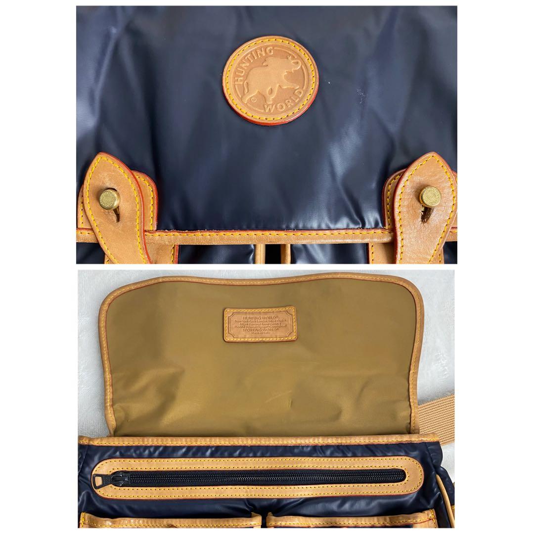 【美品☆人気】ハンティングワールド バチュークロス ショルダーバッグ ネイビー