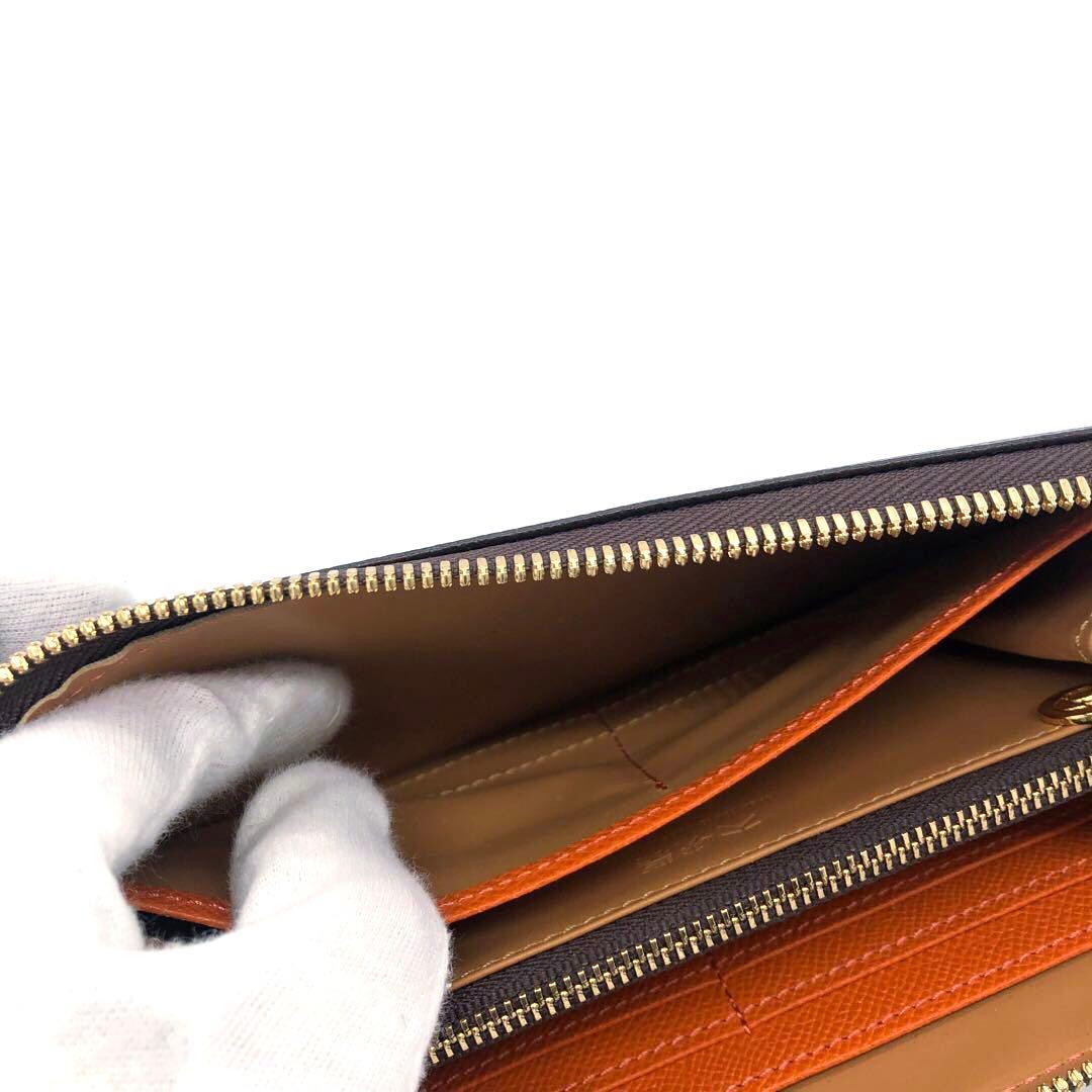 未使用✨長財布　ラウンドファスナー チョコ　オレンジ