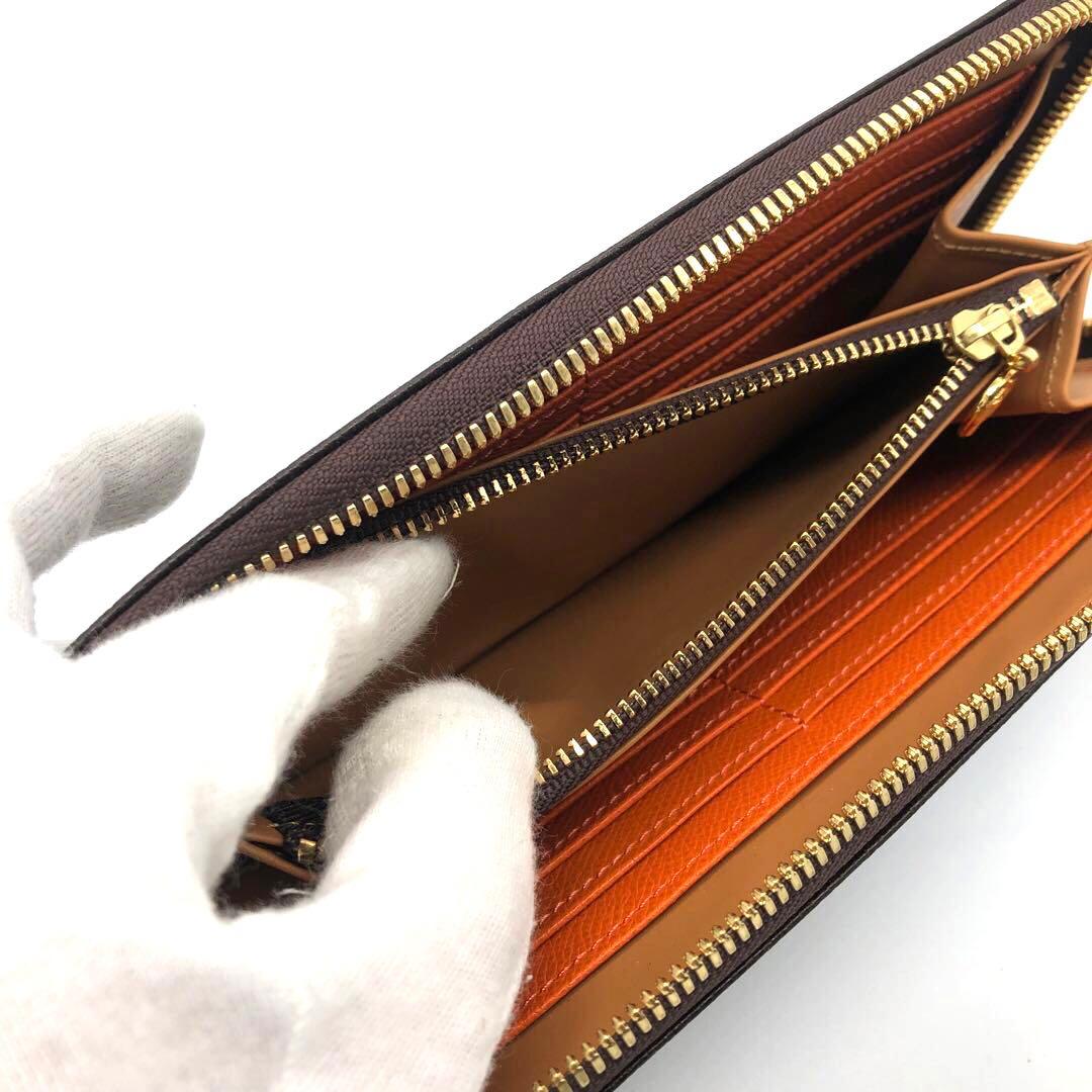 未使用✨長財布　ラウンドファスナー チョコ　オレンジ