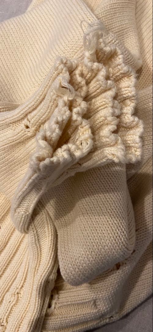 美品　MARNI ロゴ刺繍 ダメージ加工 コットンニット クロップドジャンパー