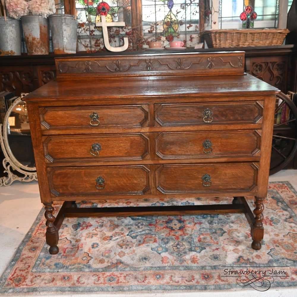 L3710-110 英国アンティーク オーク チェスト 3段 収納 レンジ台