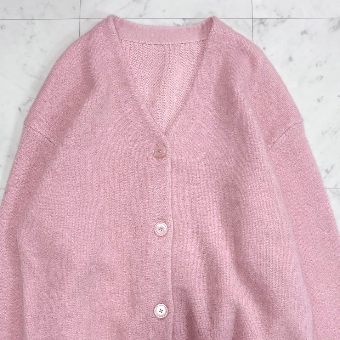 タグ付未使用✨ノーブル　モヘヤ 接結 ロングカーディガン　ピンク　ゆったり