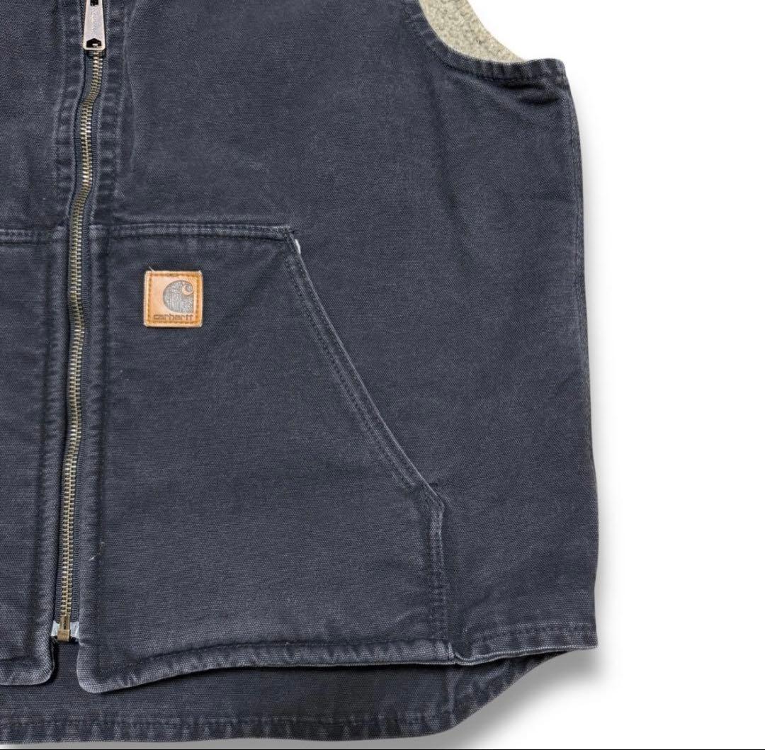 00s Carhartt ダックベスト　ボア　炭黒ブラック　フェード　カーハート