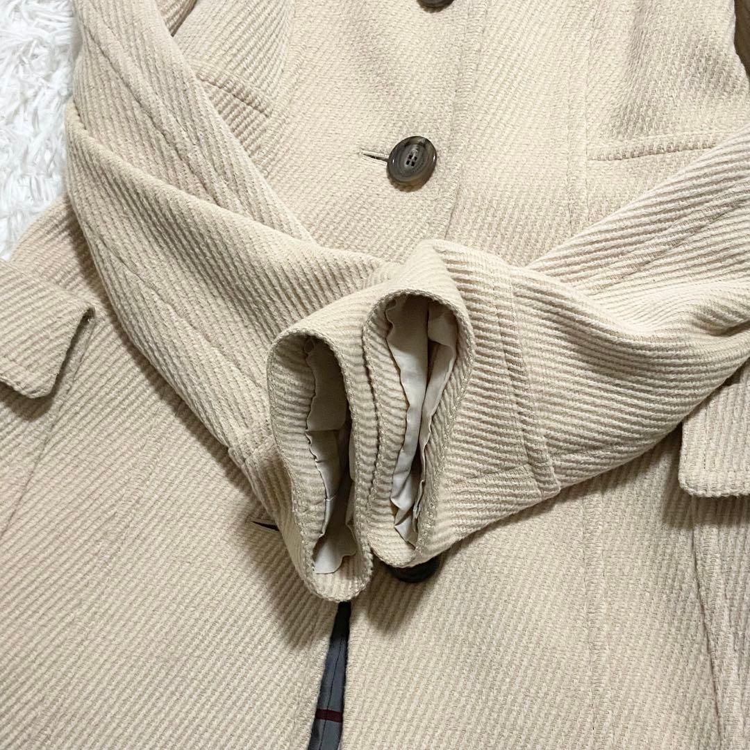 バーバリーブルーレーベル　ダッフルコート　ノバチェック　アンゴラ　アイボリー　M