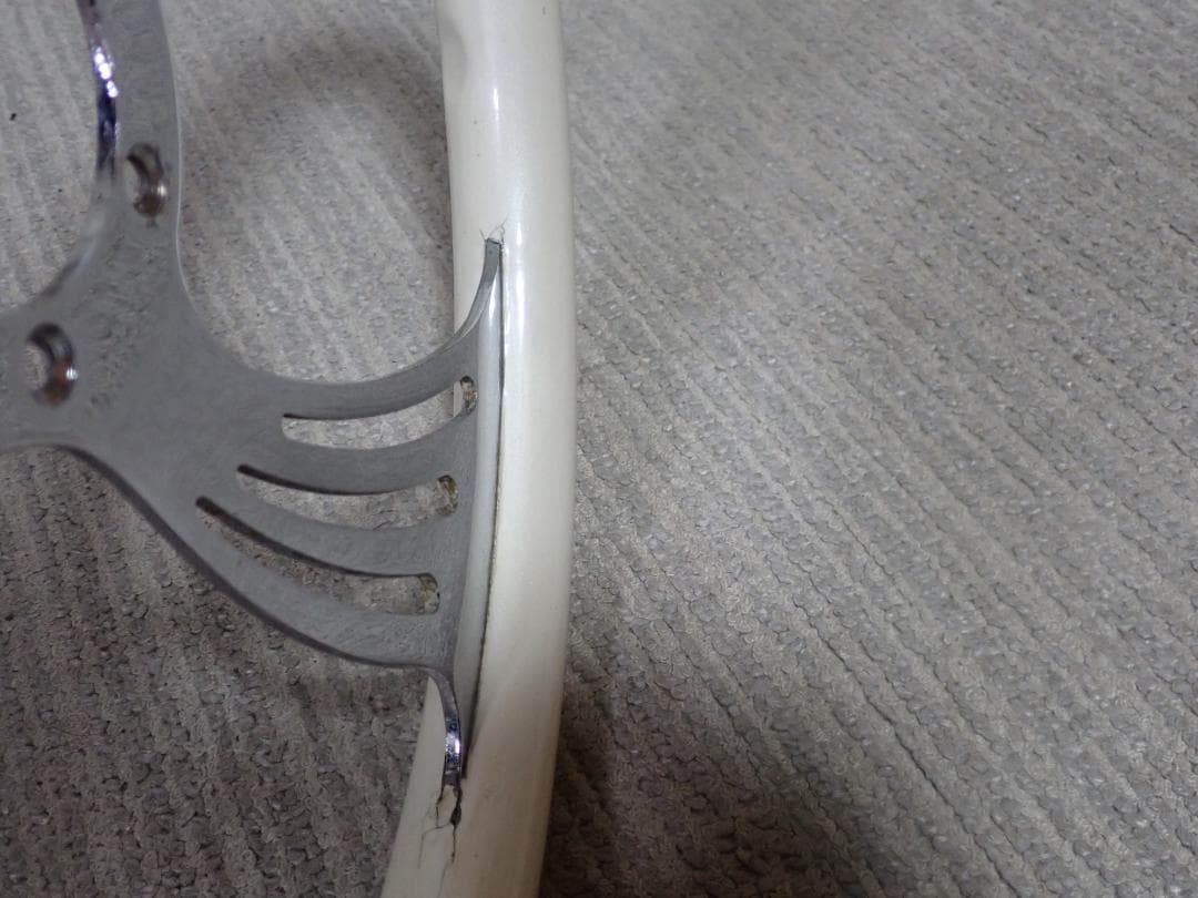 ★当時物★バタフライ　ビレット　ステアリング　ハンドル　ホワイト系　約360mm