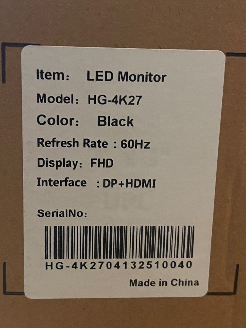 cocopar ゲーミングモニター　HG-4K27 60hz