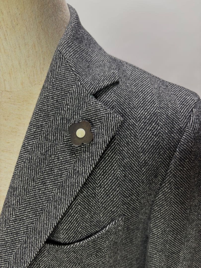 ◆LARDINI◆ラルディーニ◆チェスターコート/ヘリンボーン/グレー/48