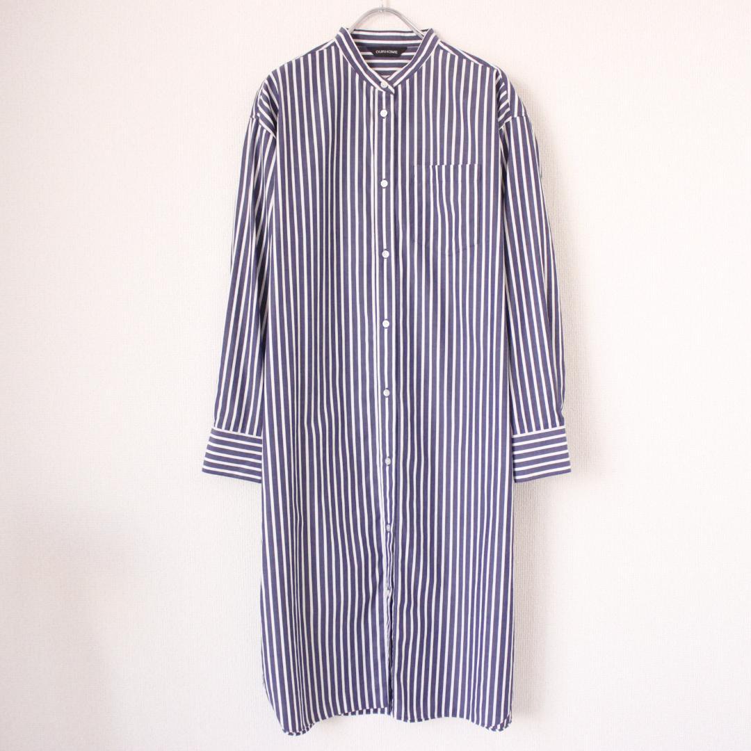 OUR 播州織のベーシックシャツ Fサイズ ネイビー コットン