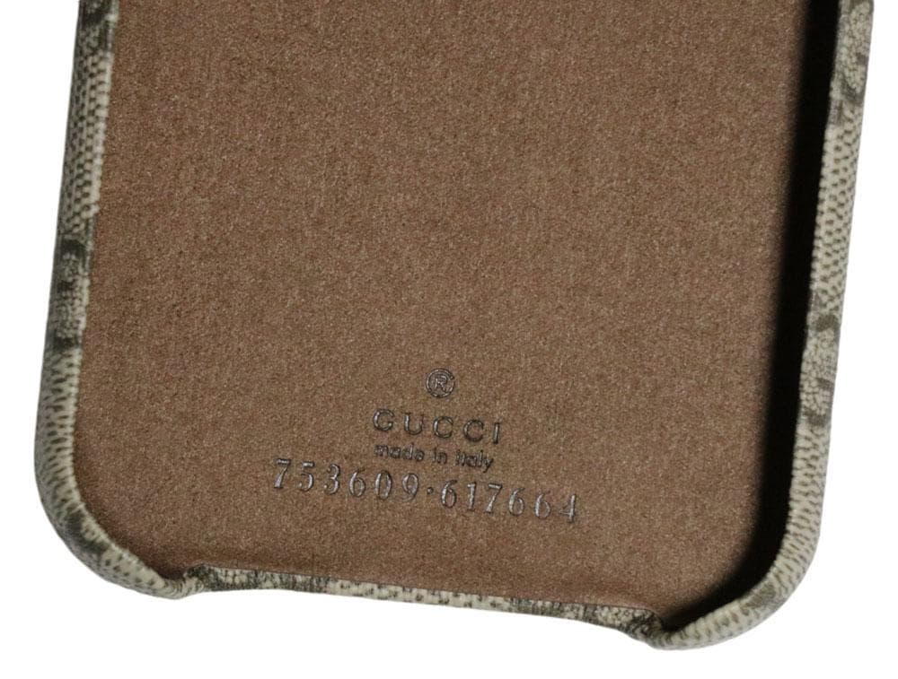 【グッチ】GGスプリーム iPhone14 iPhone13 ケース ベージュ