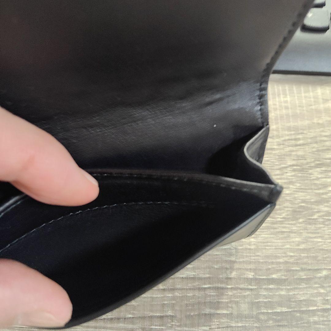 ブラックレザー名刺入れ 編み込みデザイン