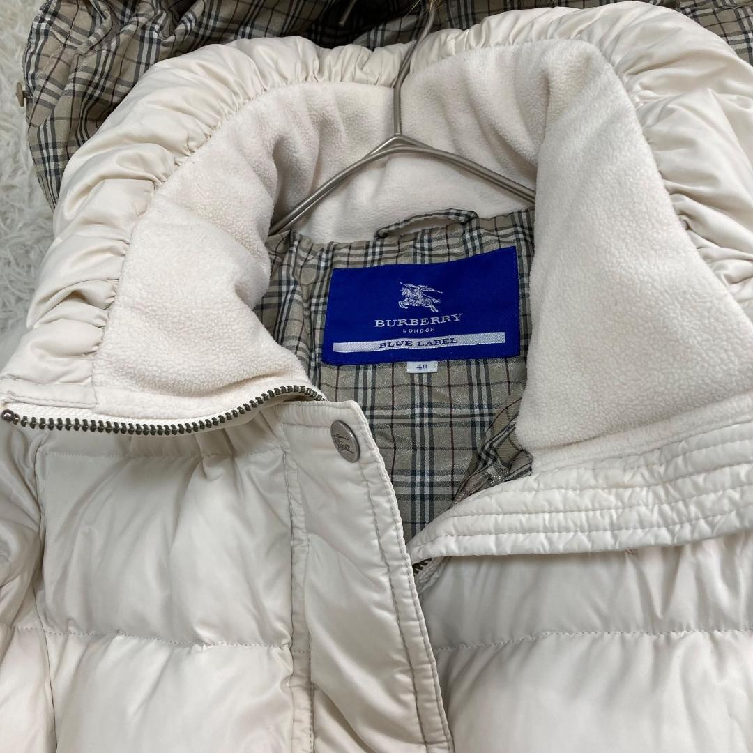 17011✨バーバリーブルーレーベル 40 ノバチェック ロングダウンジャケット