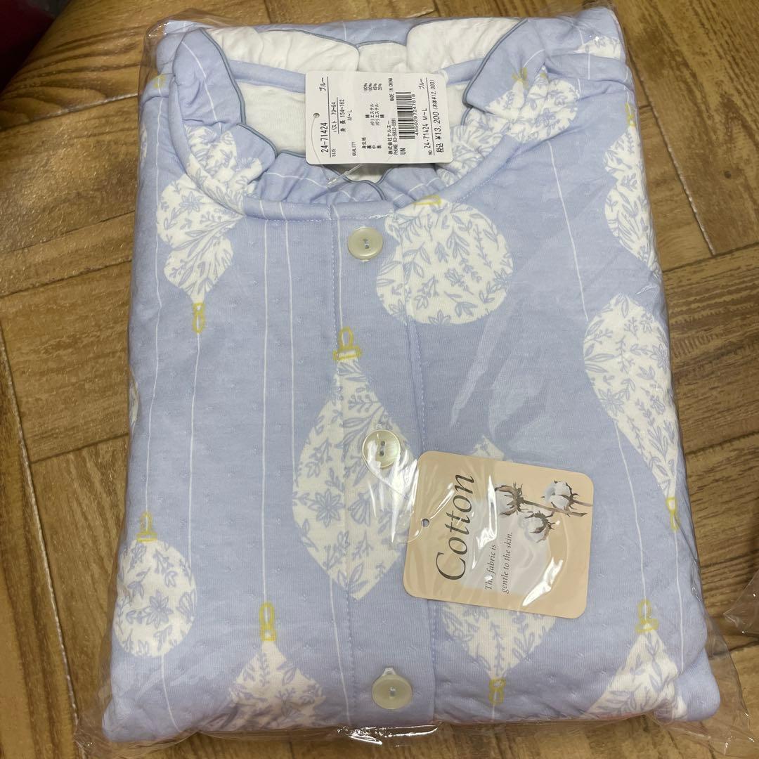 ナルエー　裏綿接結(綿入り)厚手ホーリービジューフリルパジャマM～L