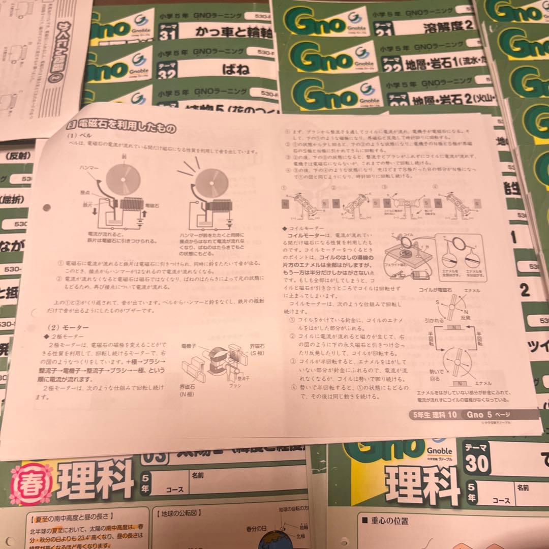 中学受験グノーブル5年 理科　テキスト1年分