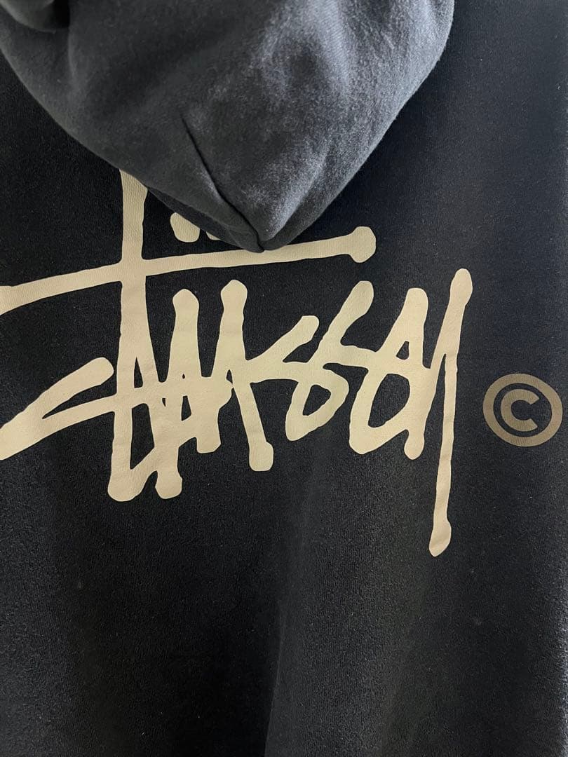 Stussy ダークグレー パーカー　90s 黒タグ　Lサイズ