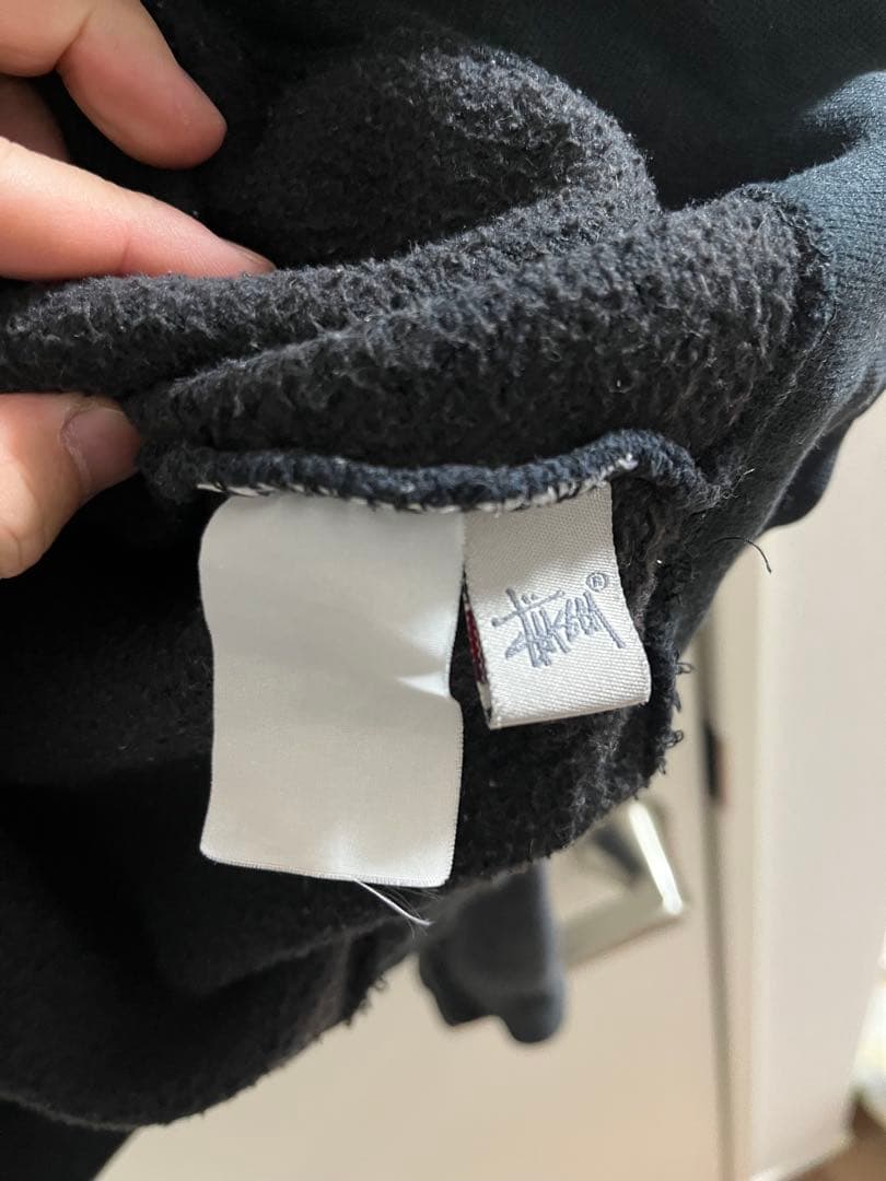 Stussy ダークグレー パーカー　90s 黒タグ　Lサイズ