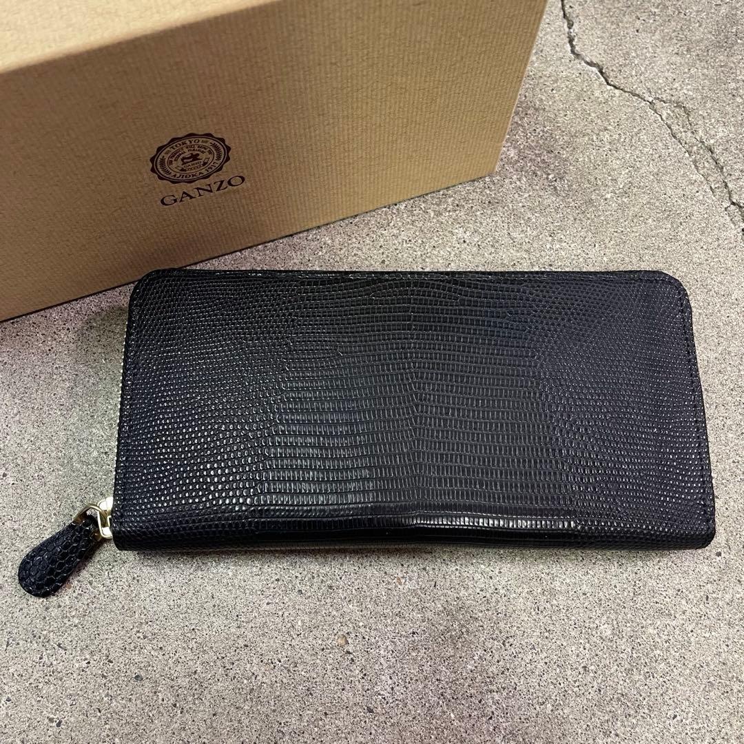 GANZO LIZARD 6 ラウンドファスナー 長財布 ブラック