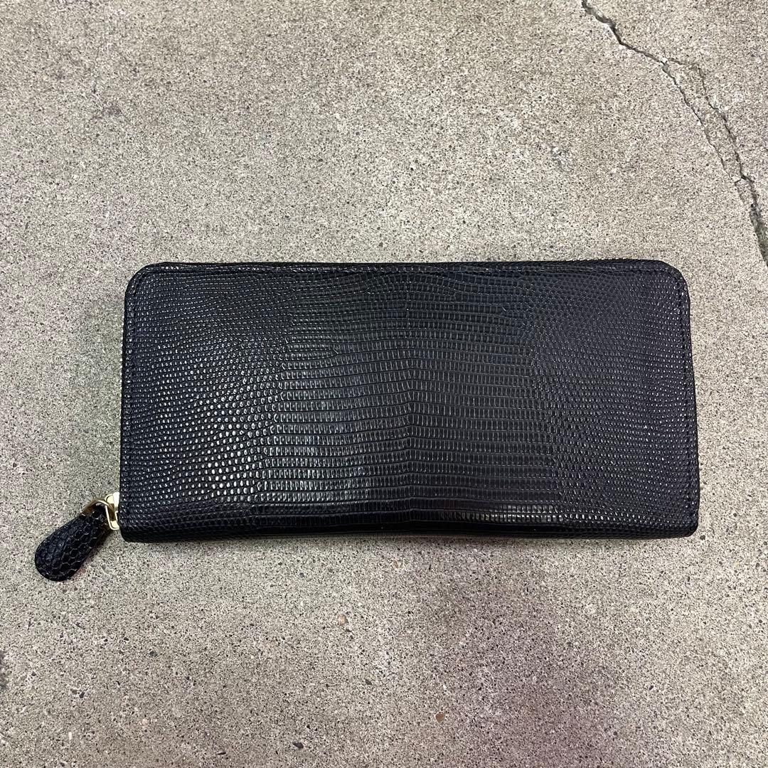 GANZO LIZARD 6 ラウンドファスナー 長財布 ブラック