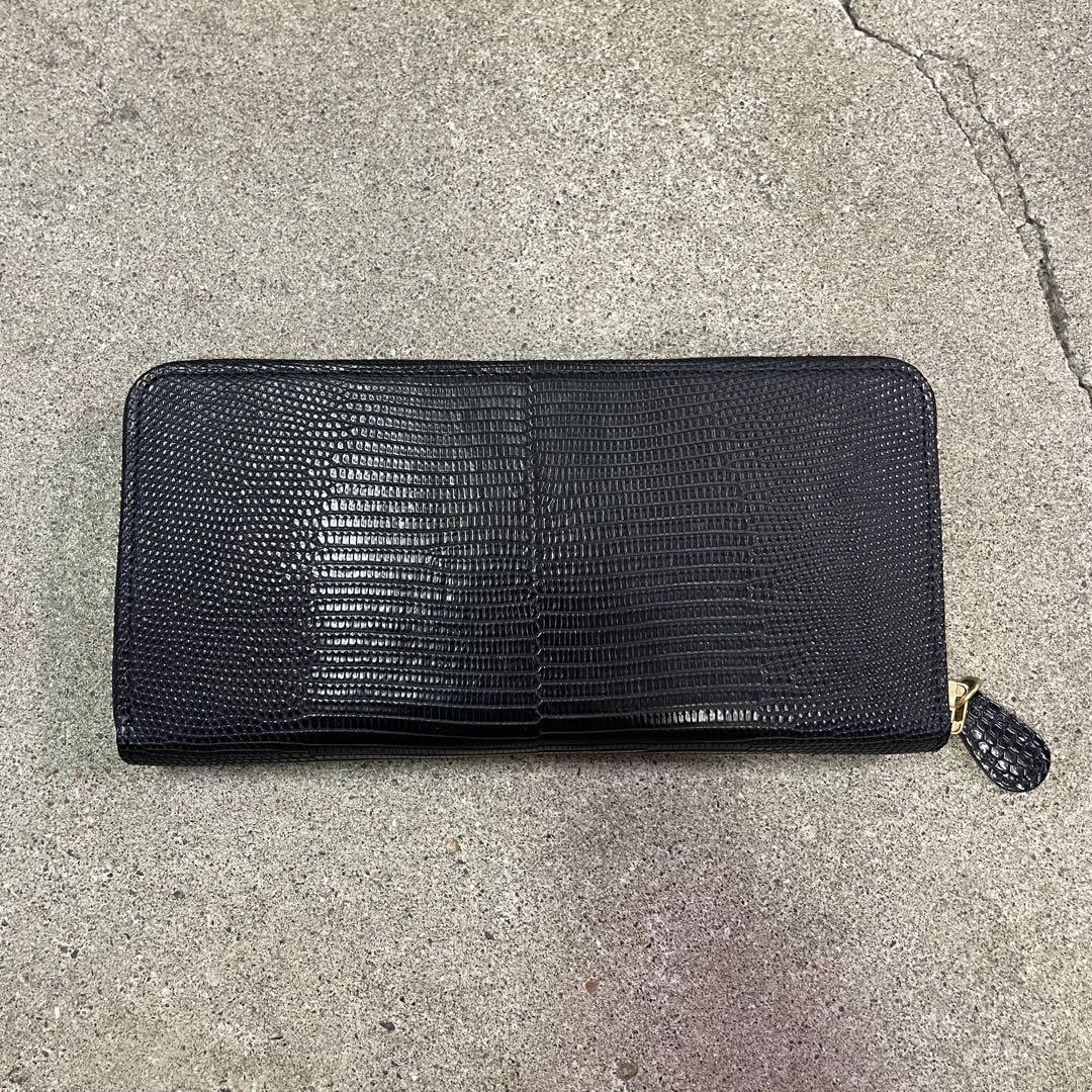 GANZO LIZARD 6 ラウンドファスナー 長財布 ブラック