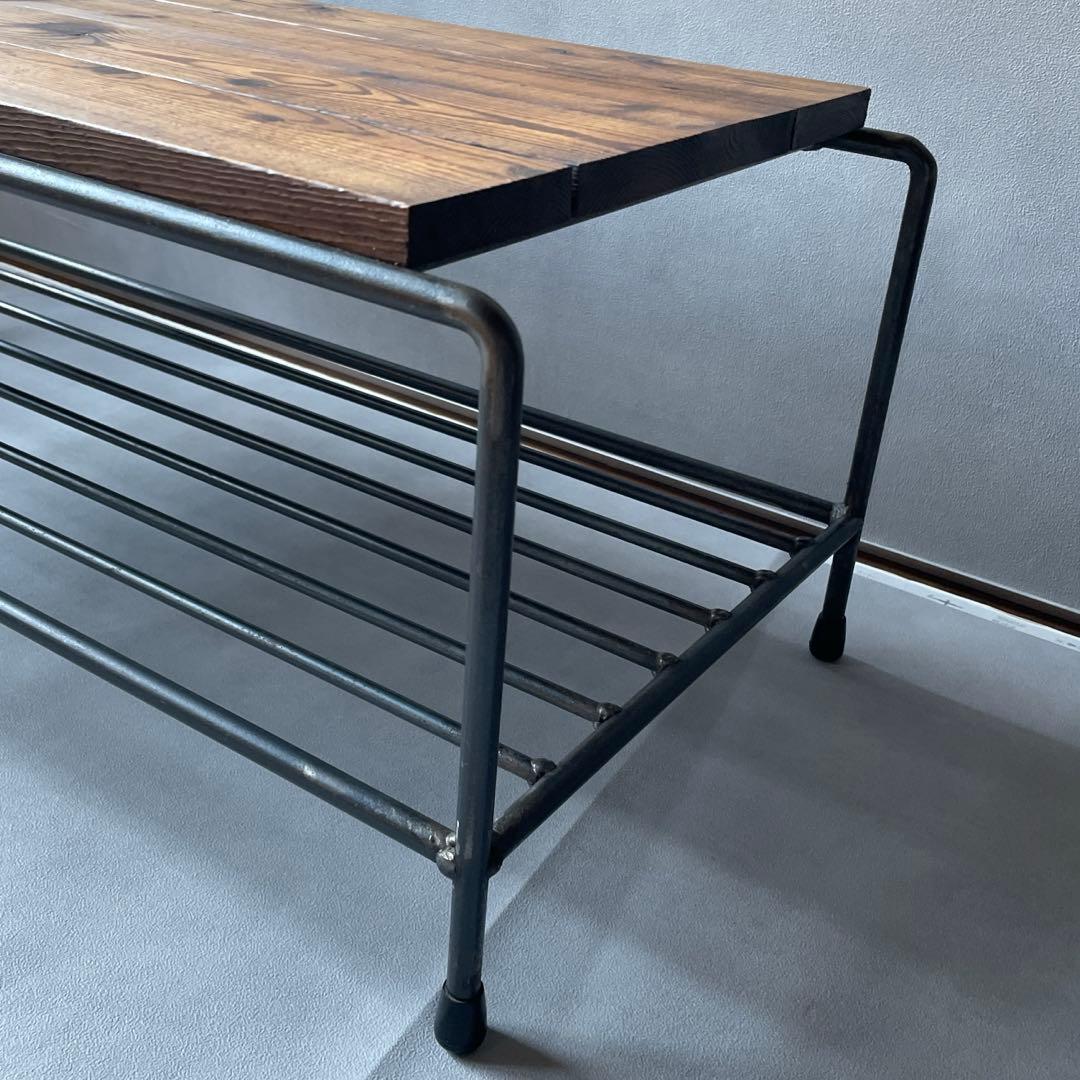 テーブル　ローボード　ヴィンテージ　スチール & ウッドトップ