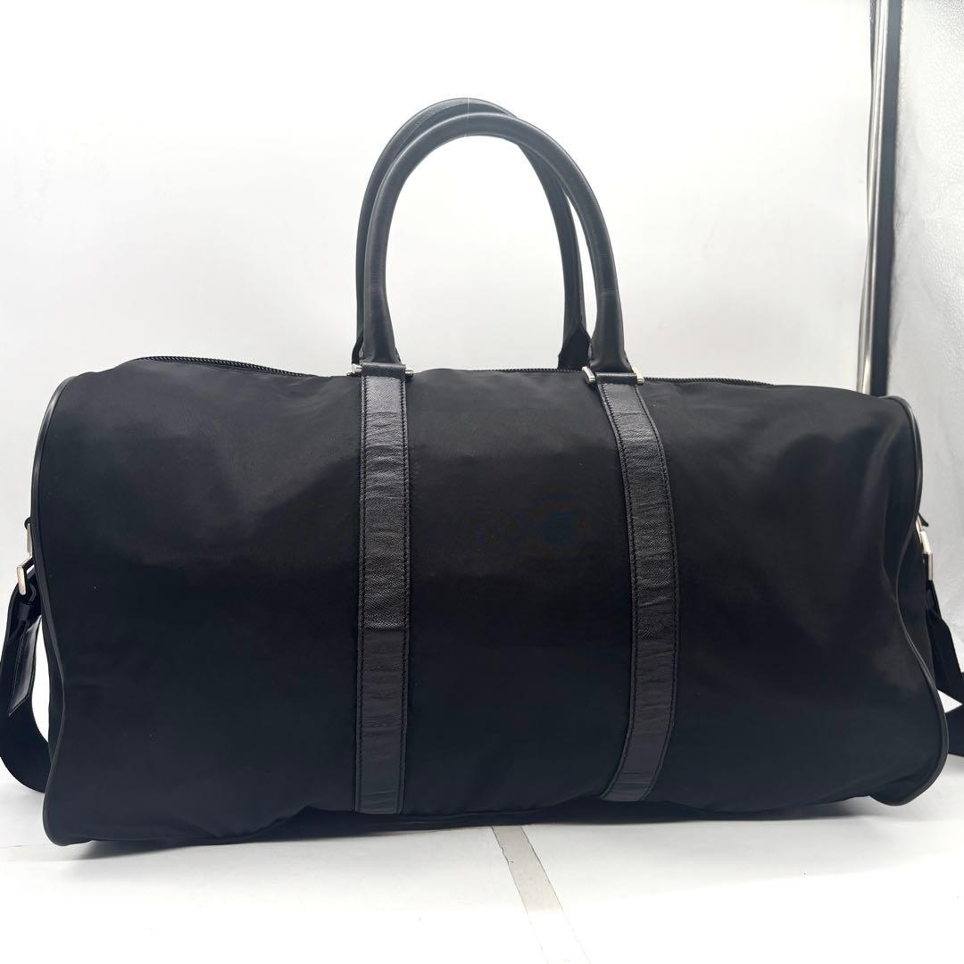 【美品】PRADA ブラック ボストンバッグ ナイロン トライアングルロゴ
