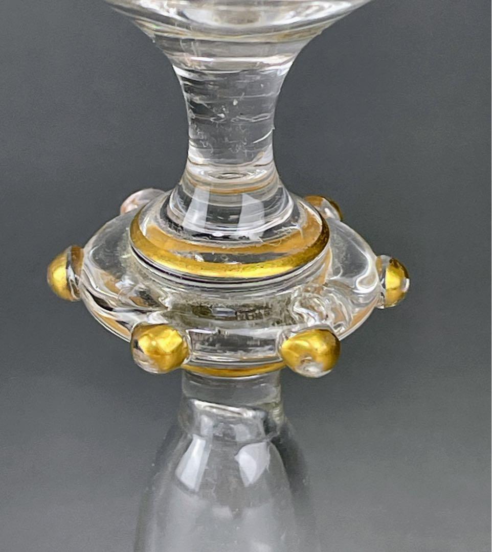 【希少】モーゼル エナメル盛 金彩 ワイングラス 金盛り エナメル彩 フランス