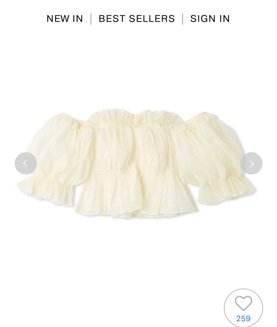 SNIDEL アイボリー ギャザーオフショルブラウス