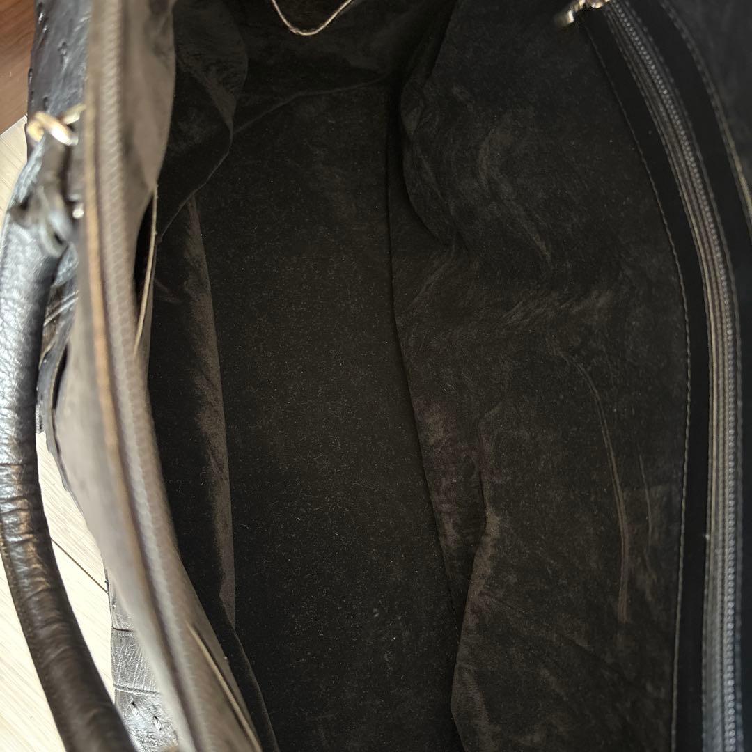 オーストリッチレザー 黒 ボストンバッグ