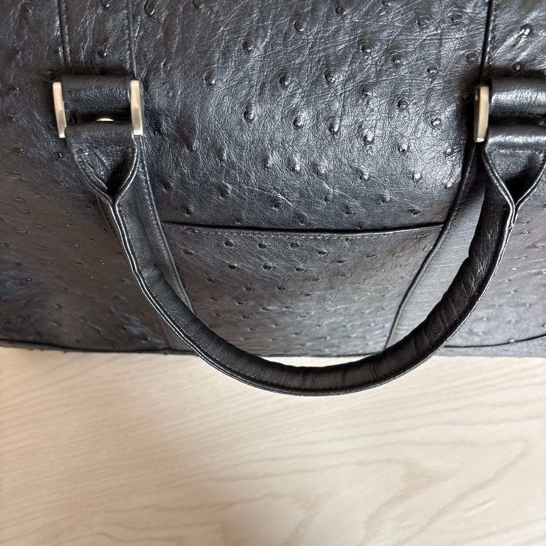 オーストリッチレザー 黒 ボストンバッグ