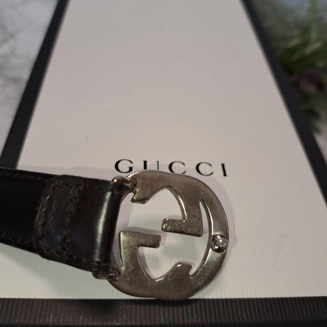 ✨️美品✨️GUCCI グッチ ベルトインターロッキング  シルバー金具ブラウン