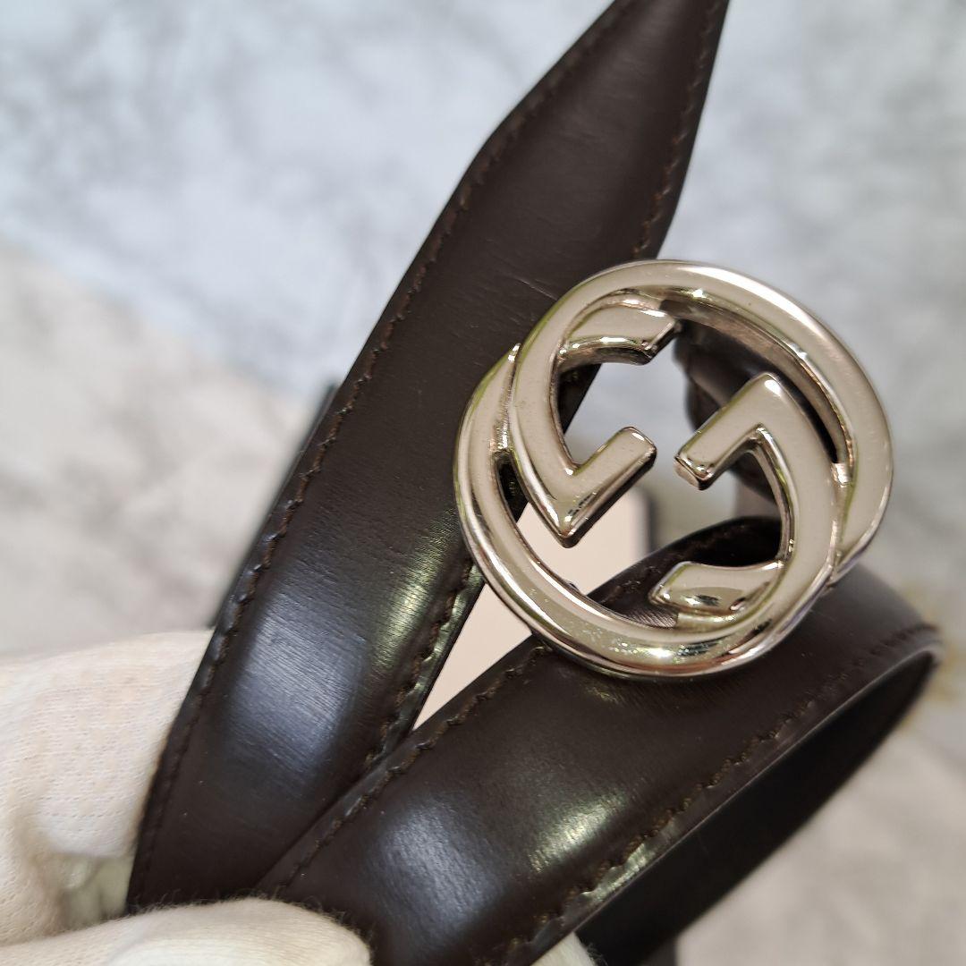 ✨️美品✨️GUCCI グッチ ベルトインターロッキング  シルバー金具ブラウン
